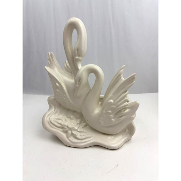 VTG Hull Ceramic Off White Swans Lovebirds Planter 1950's Marked USA #81 - Picture 7 of 16